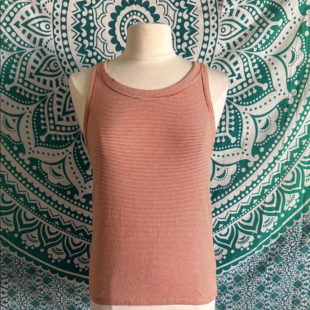Striped Orange Sleeveless Top